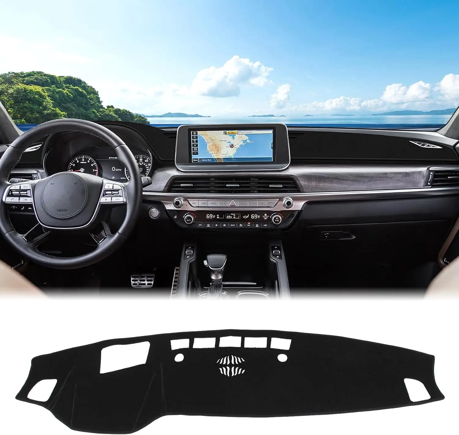 

Black Polyester Car Styling Dashboard Sun Protection Mat For Kia Telluride 2020-2023 Car Instrument Protection Pad Accessories