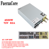 4500W 72V Power SMPS 0-72V Adjustable 0-5V Analog Signal PLC Control PWM 110V 220VAC 72VDC Transformer LED Solar Motor Battery