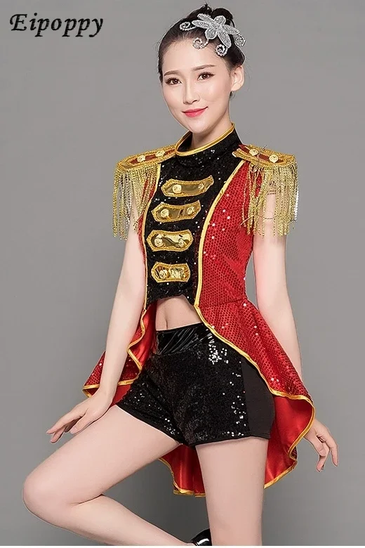 Jazz Costumes Women's Suit Adult Dancing Drum-Playing Costume Women's Team Inspiring Costumes