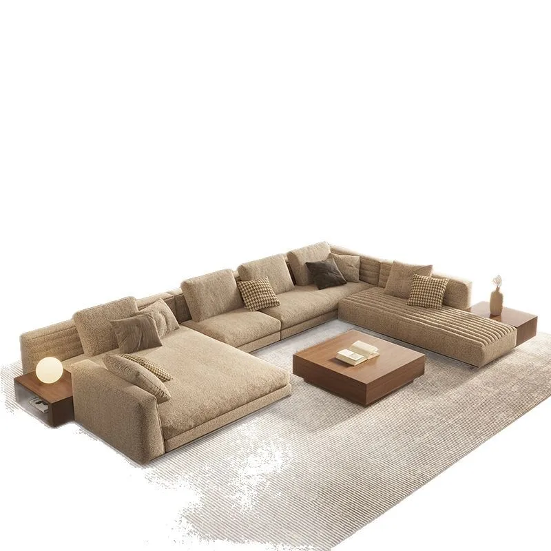 

Italian light luxury fabric sofa type modern simple villa living room corner cotton and linen minimalist