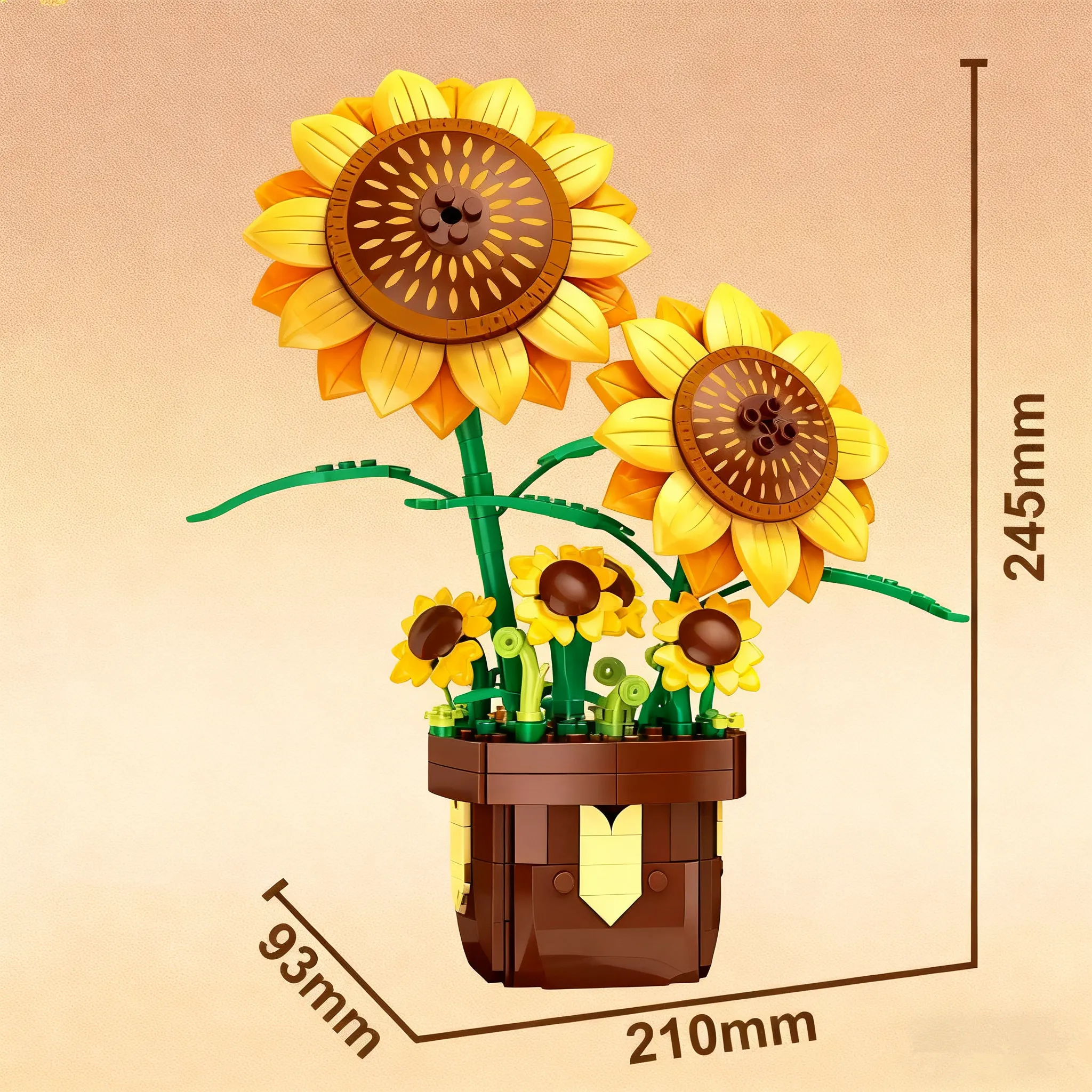 Set di blocchi di costruzione per piante in vaso fai-da-te Girasole Rosa Orchidea Fiore di giglio Modello Puzzle Set di giocattoli Regali di compleanno di Natale di Capodanno