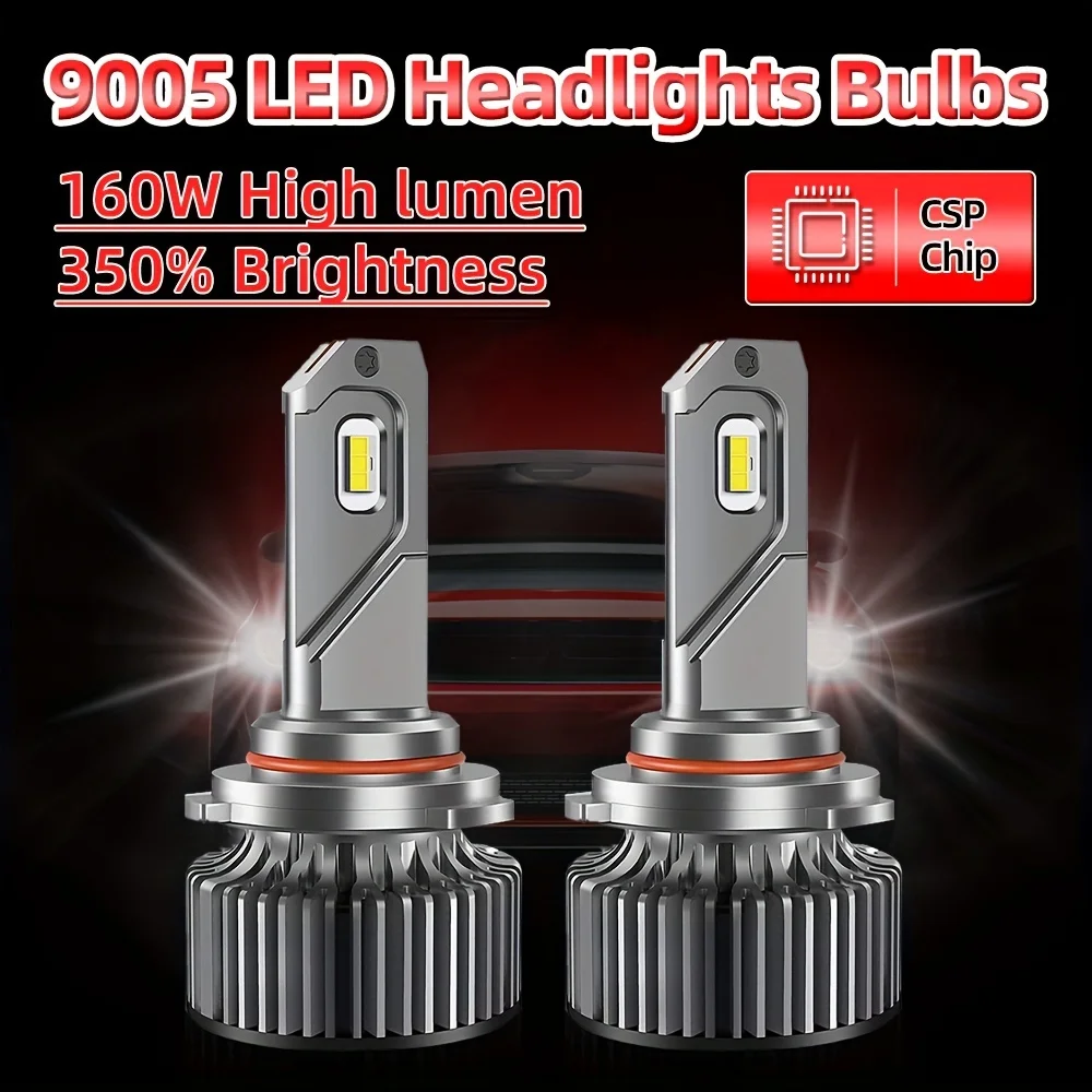 9005/HB3 LED 헤드라이트 전구, 고루멘 3570 CSP 칩, 초고휘도 6500K 화이트, 냉각 선풍기 포함, 12V, 24V, 26000LM, 2 개