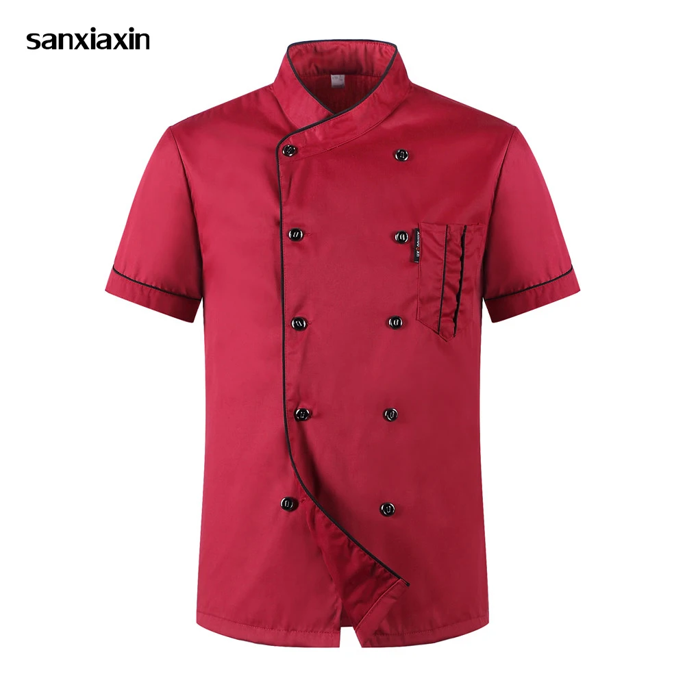 Uniforme de Chef de hotel de cocina Unisex, camisa de manga corta de servicio de comida de panadería, chaqueta de Chef transpirable de doble botonadura, ropa, nuevo