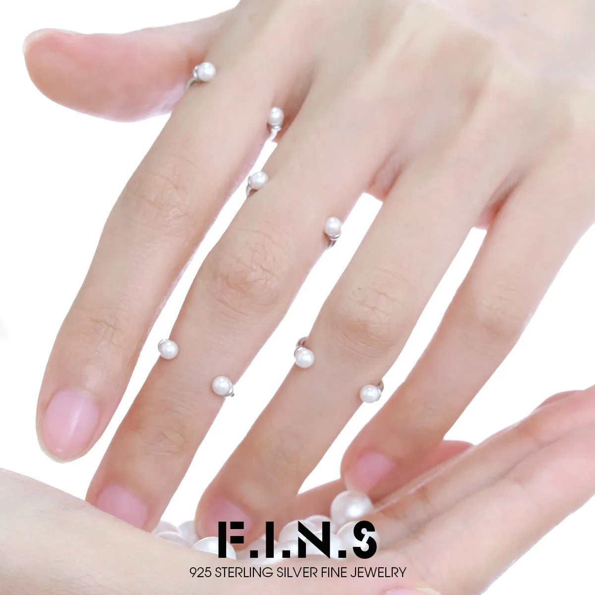 F.I.N.S Minimalist 925 Sterling Silver Ring INS Fashion Small Size Open Pearl Slim Line Knuckle Finger Ring Stackable Joint Ring