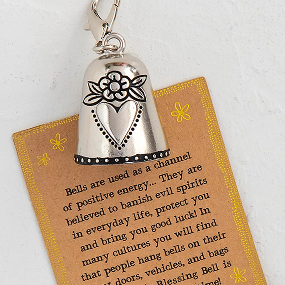 Vintage Rustic Blessing Bells Ornament Angels By Your Side Tiny Silver Bell Decoration for Vehicles Doors Backpacks Keys