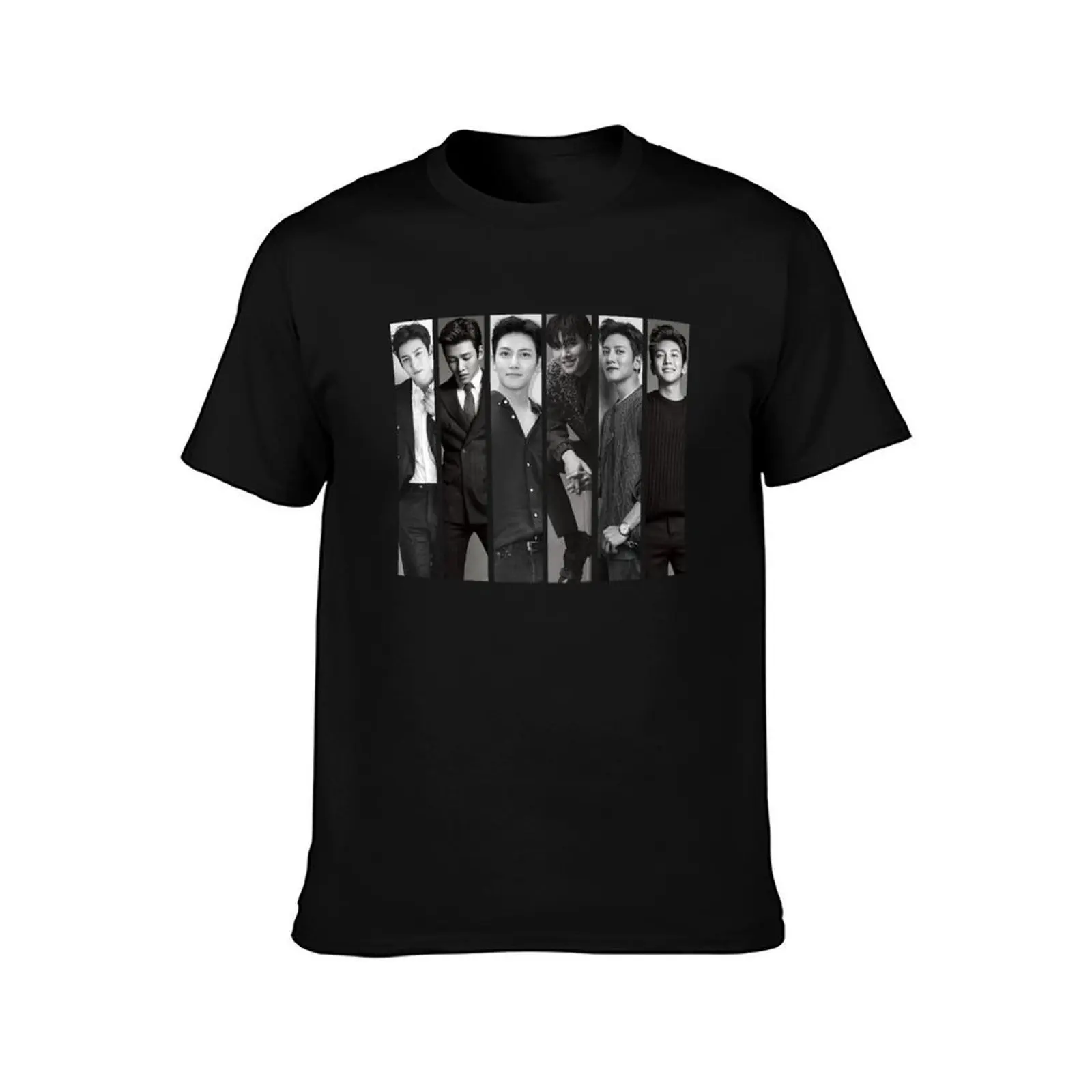 Ji Chang Wook Vertical Black and White Collage T-Shirt, Summer Casual Cotton Tee, Oversized Streetwear Tops, Unisex Men Women