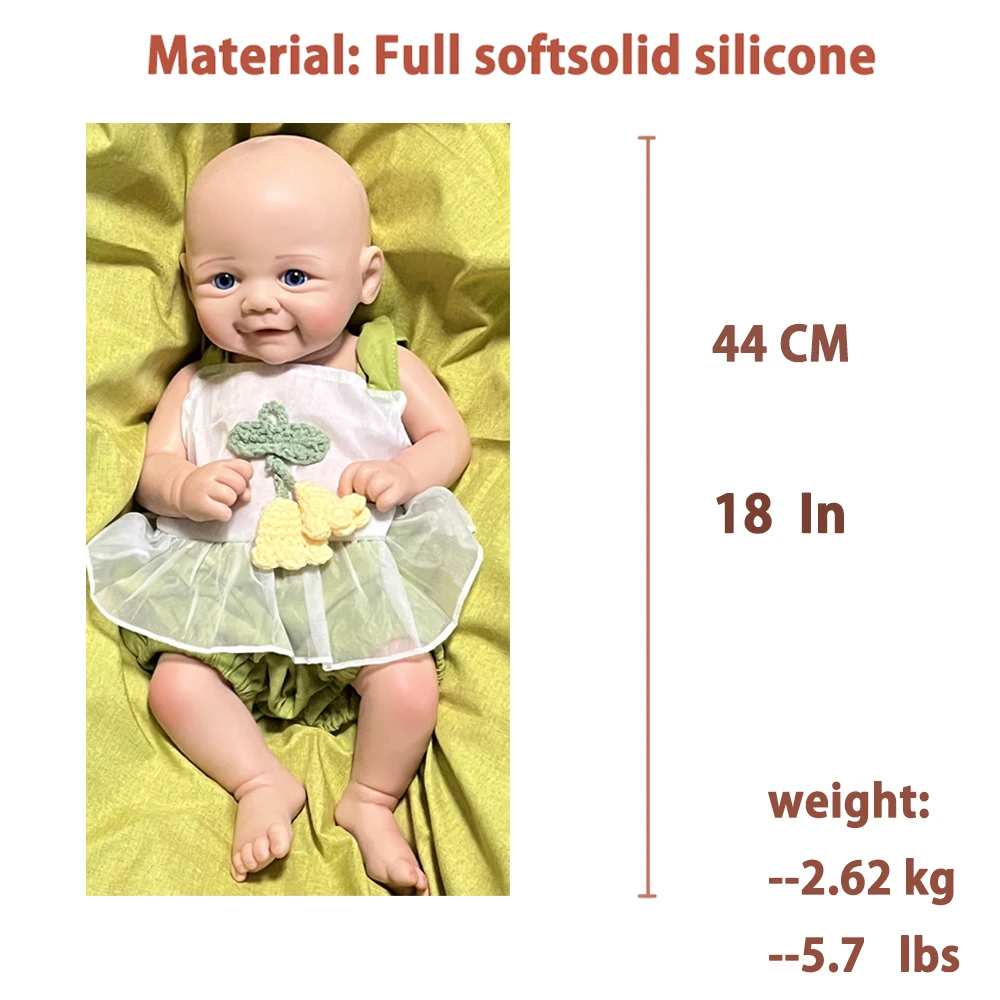 Waterproof 18 Inch Reborn doll Full Body Platinum silicone soft Girl Handmade Baby Real Lifelike doll for Xmas gift birthday toy