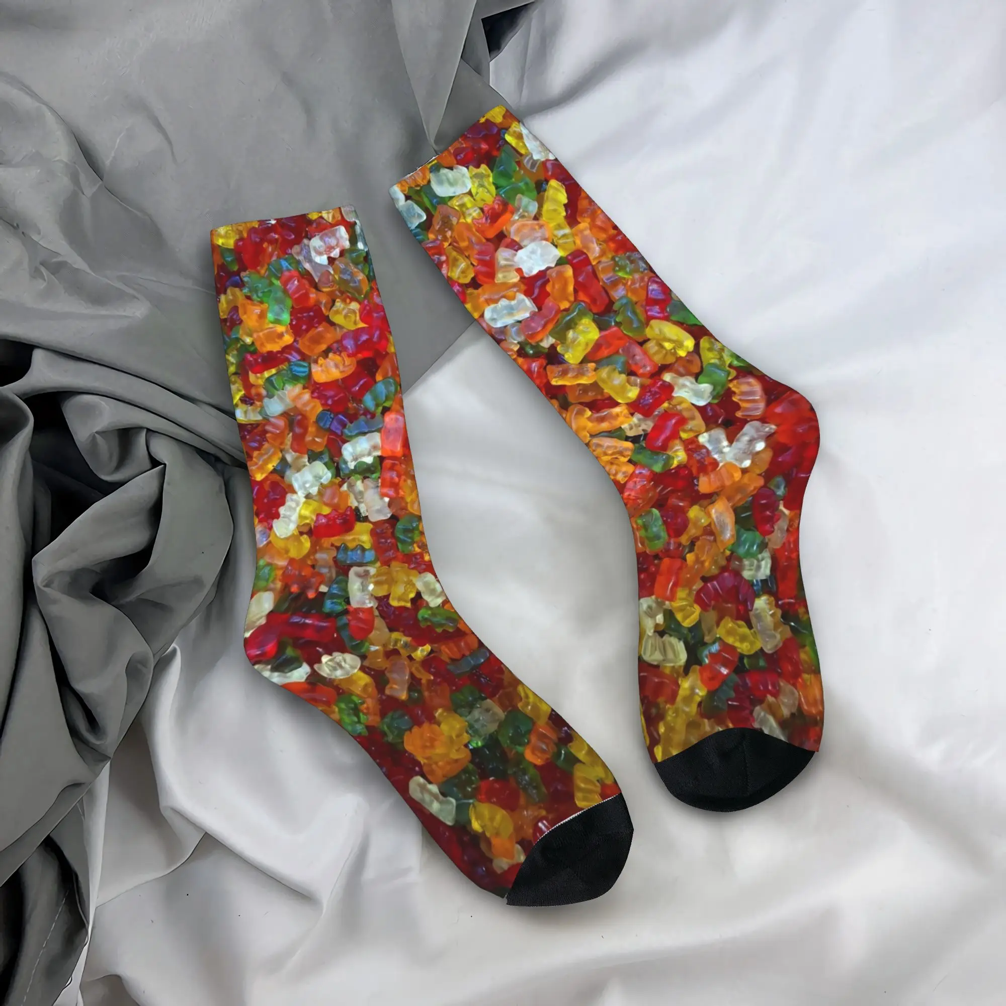 Sweet Gummy Bear Pattern Socks Autumn Colorful Candy   Stockings Retro Men's Medium Soft Socks Graphic Climbing Anti Slip Socks