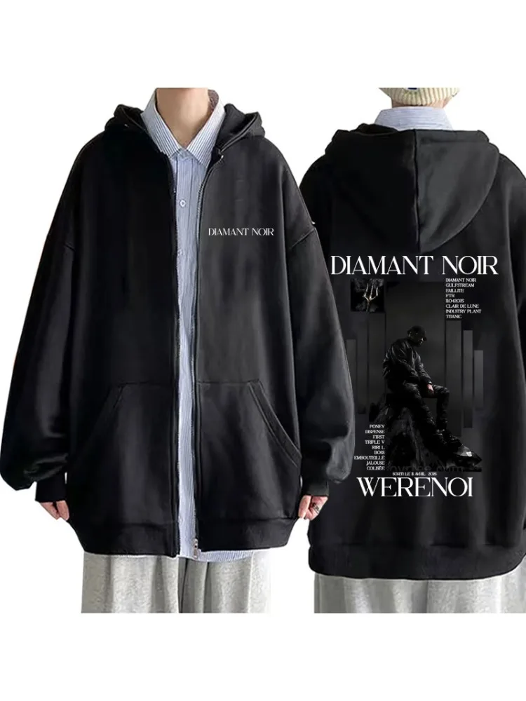 Rappeur WeRenoi Diamant Noir Album sweat à capuche avec fermeture éclair hommes femmes Hip Hop mode Pop musique sweats à capuche mâle coton Vintage veste zippée