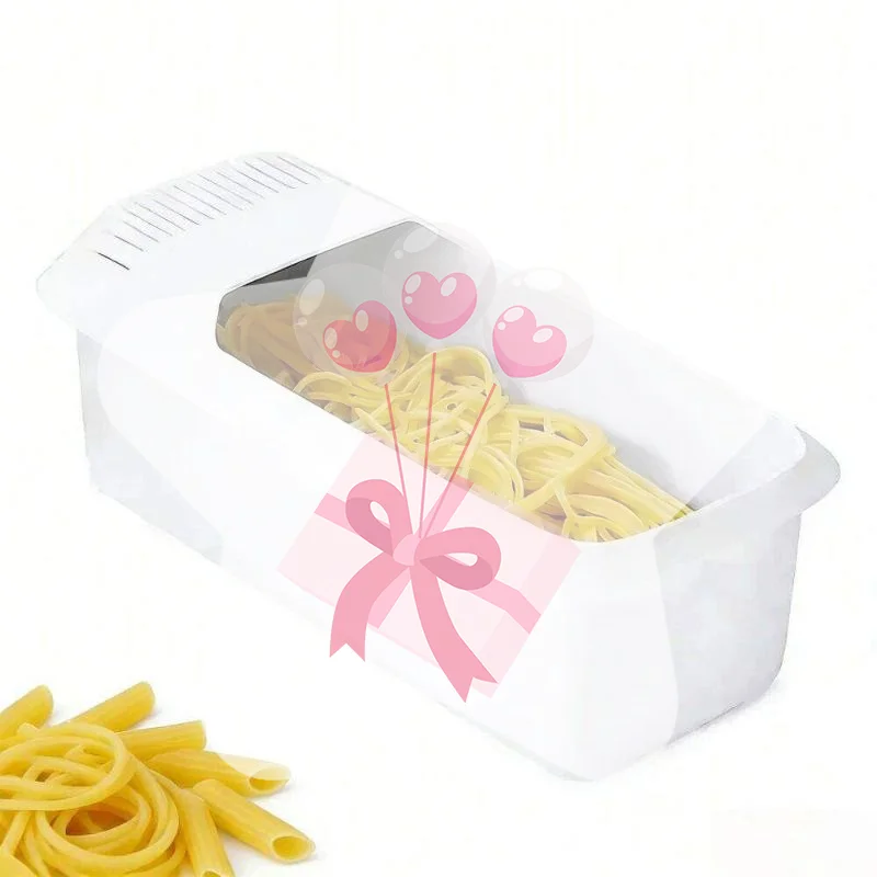 Pasta Box Plastic Reusable Spaghetti Vegetable Steamer Microwave Noodles Pasta Cooker With Strainer Kitchen Accessories
