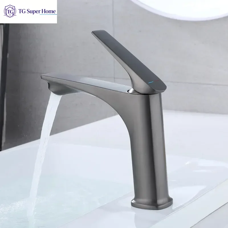Copper alloy minimalist washbasin hot and cold water tap for home use, bathroom sink faucet