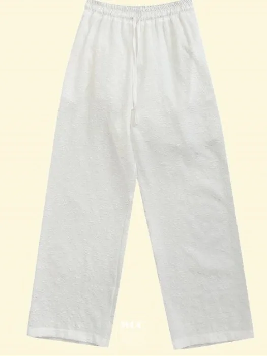 세련된 여름 질감 패브릭 장미 꽃 넓은 다리 바지 긴 바지 솔리드 컬러 다목적 소녀 탄성 허리 캐주얼 바지