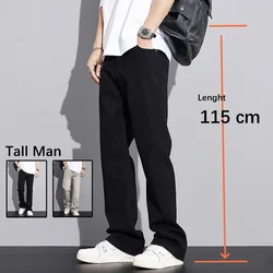 Thin Summer Tall Men 190CM Guy Extra Long 115CM Lengthen Jeans Black Vintage Loose Straight Trousers Cowboy Male Denim Pants