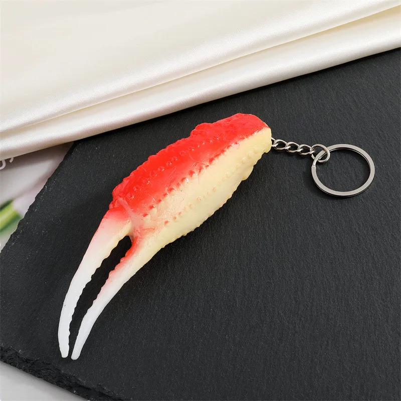 Simulation Food Crab Claws Pendant Keychain Key Ring For Women Men Gift Creative Funny Cute Cool Seafood Bag Car Box Jewelry