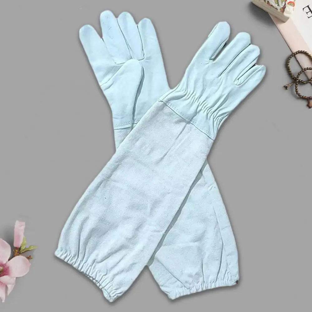 Soft Comfortable Beekeeping Gloves Beekeeping Gloves Protective Long Sleeves Anti-sting Canvas Goat Leather Gloves