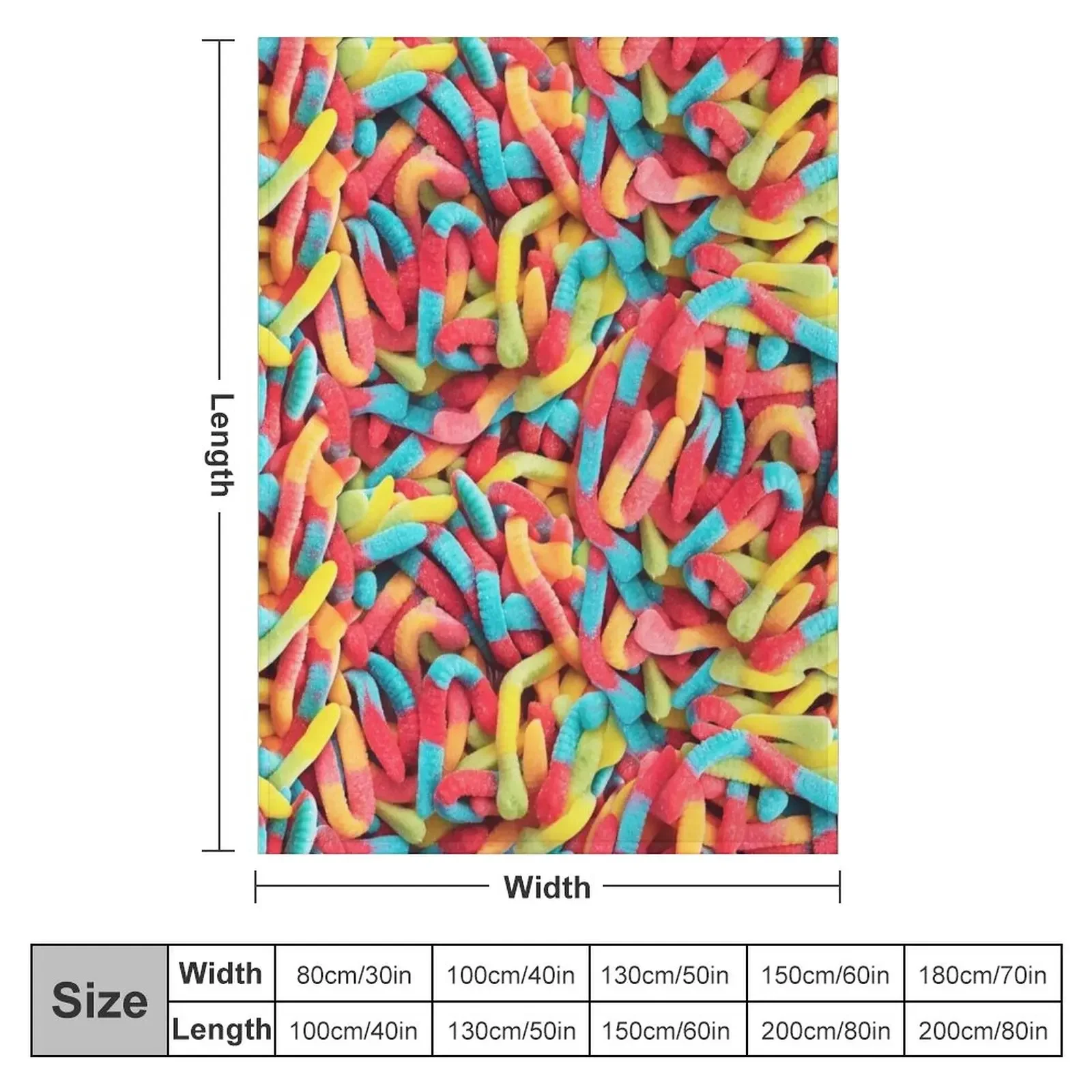 Neon Sour Gummy Worm Pattern Throw Blanket Decorative Beds Polar Loose Bed Fashionable Blankets