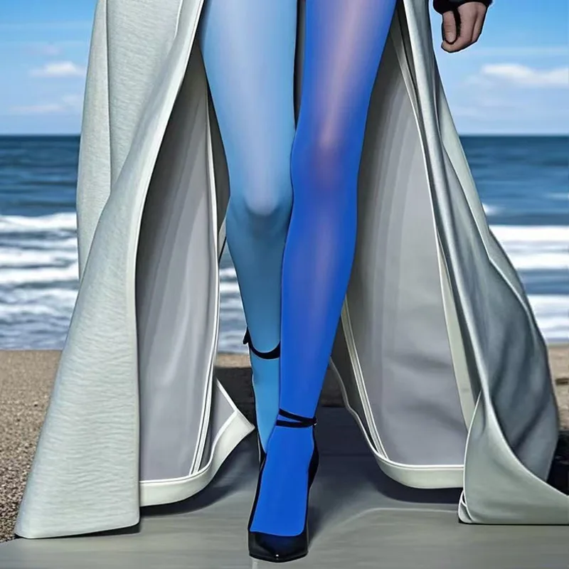 Women's 80D Double Color Velvet Pantyhose AB Contrasting Color Dopamine Wear Spring Autumn Colorful Compression Long Stockings