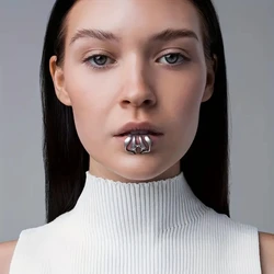 Fake Piercing Lip Clip Ring Gothic Geometric Beast Tooth Metal Lip Ring Unisex No Hole Lip Ring Face Jewelry Ornament Accessorie