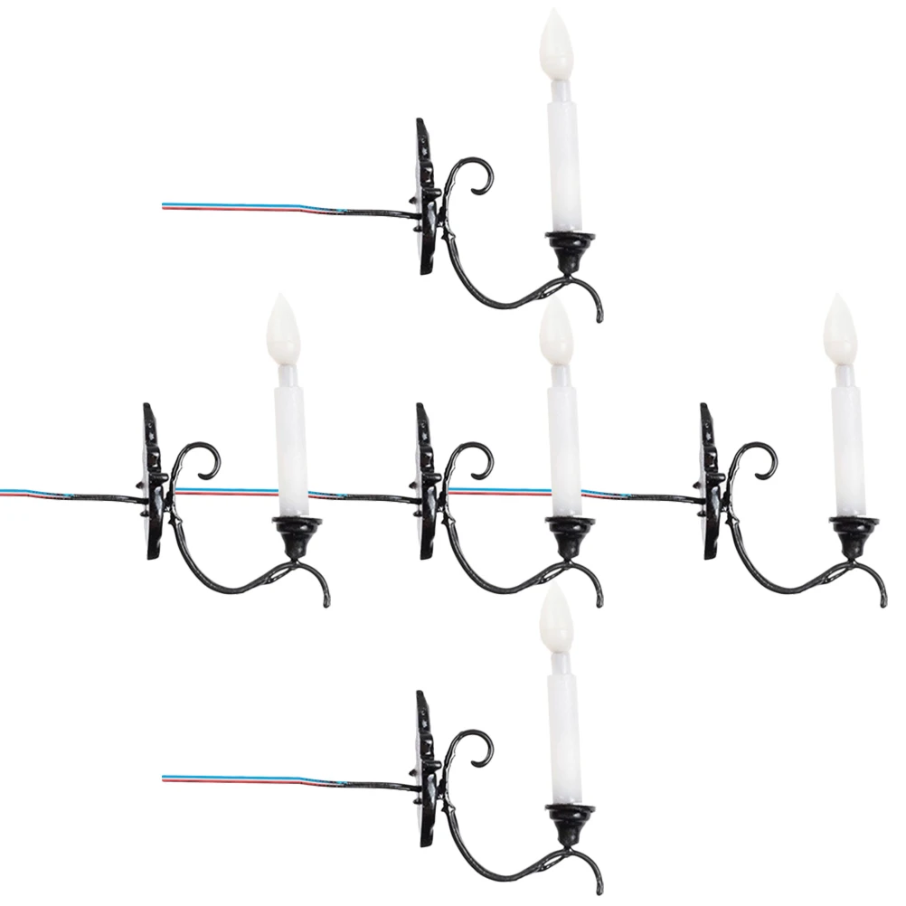 

5pcs Dollhouse Wall Light Landscaping Lamp Decors Wall Light Adornments Sand Table Materials House Wall Light 1/87