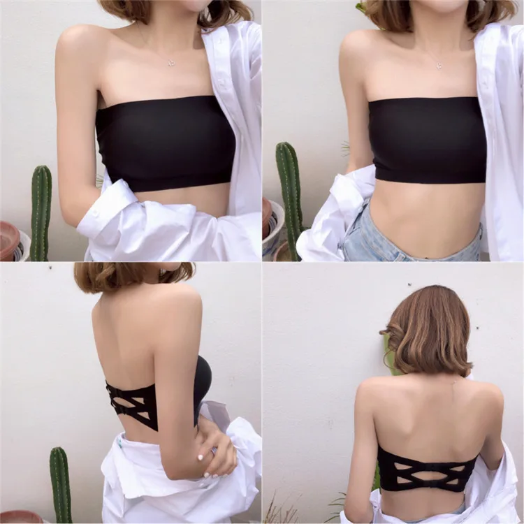 [ double-breasted ] summer cooling ice invisible strapless anti-light word bib back strapless underwear woman