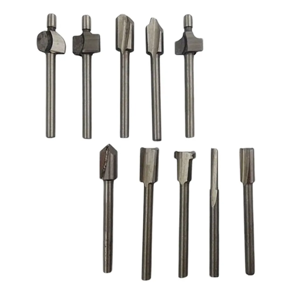 

10pcs Router Bits 3mm Diameter Silver Large Capacity Chip Groove Spiral Edge CNC Electric Rotary Tool 1/8Inch