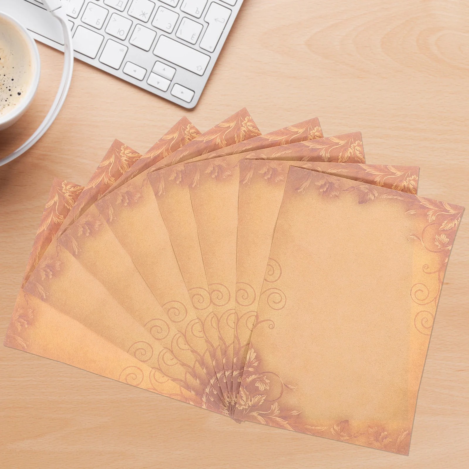 

8 Sheets Vintage Kraft Paper A5 Size Creative Letter Writing Decorative Scrapbook Retro Practical Smooth Elegant Classic Art