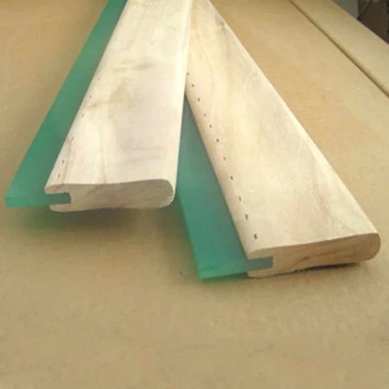 Oily Screen Printing Squeegee with Wooden Handle Wear-proof Flat Silk Head Screen Printing Squeegee Rubber Board for Oil Ink
