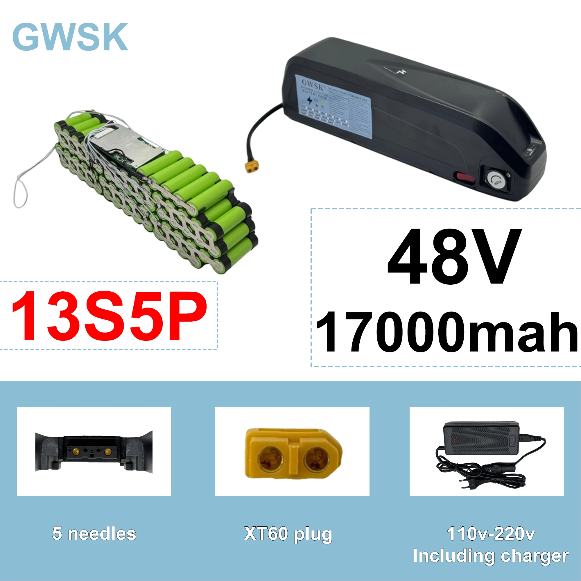 

Air fast transportationNew Full Capacity Power18650 Hailong Battery，36V48V 17AH-20AH Lithium Battery Pack，Suitable for 250-3000W