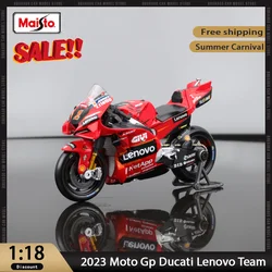 Maisto New Product 1:18 Championship Team 2023 Moto Gp Ducati Lenovo Team #1 # 23 Moto Diecast Model Motorcycle Toys Kids Gift