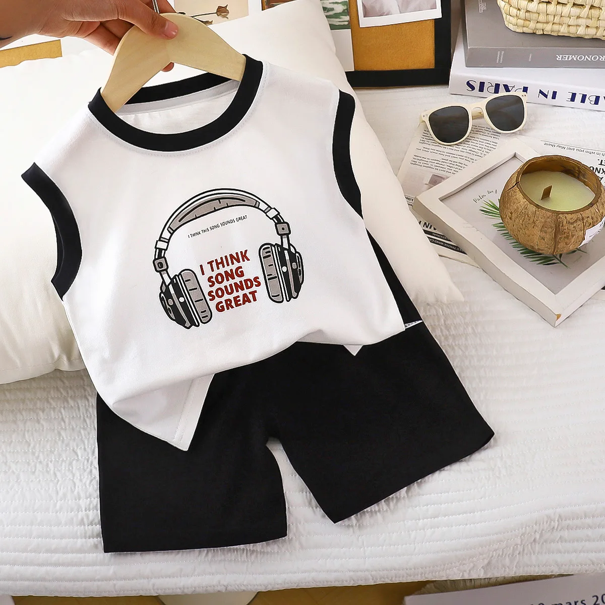 Children's Sets Summer Children Sleeveless T-shirt Shorts Set Outdoor Tank Top Shorts Sets Boys Sport Basketball Clothing