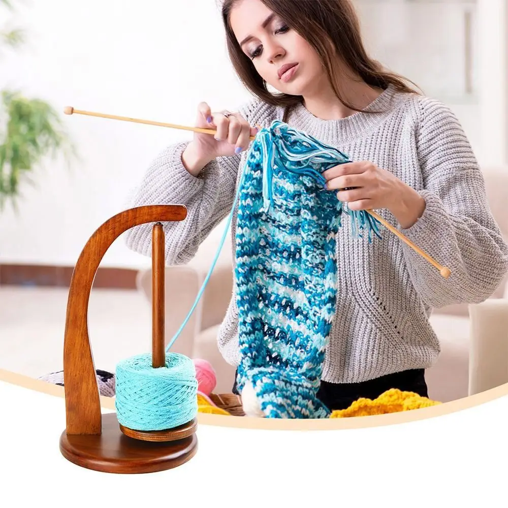 Wooden Yarn Holder Rotatable Magnetic Levitation Wool Yarn Winder Handmade Crocheting Yarn Ball Storage Rack