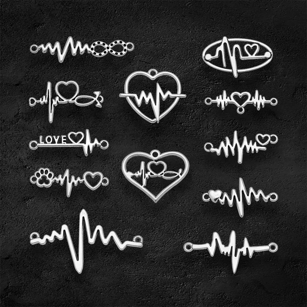10-30pcs/lot Antique Heartbeat ECG Heart Rate Charms Infinity Love Pendants For Diy Jewelry Making Findings Craft Wholesale
