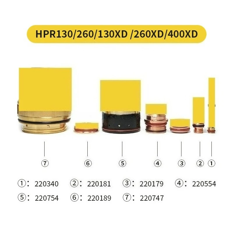 Plasma Cutting Consumables Electrode 220192 220552 Nozzle 220182 220354 Shield Cap 220183 220194 Long Lifespan Replacement Parts