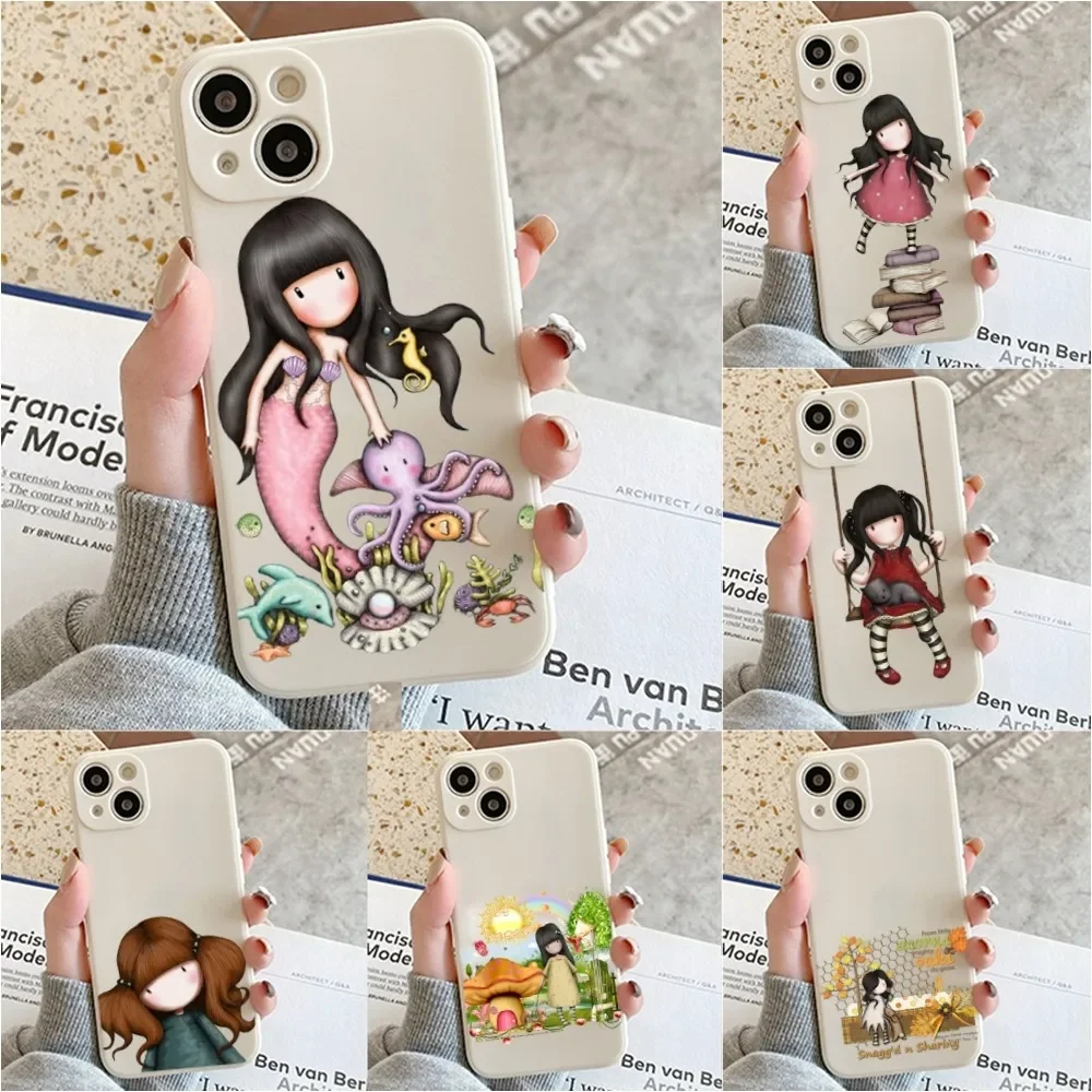 Lovely S-Santoro-Gorjuss Phone Case For Iphone 11 13 14 Pro Max X Xr Xs Max Se2020 12mini White Cover Case