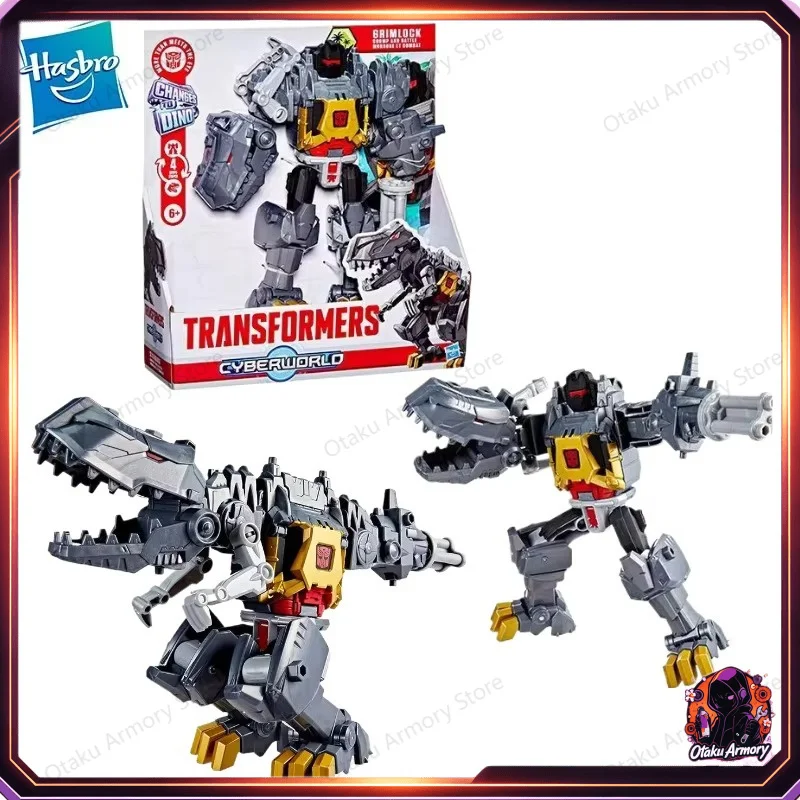 (In Stock) Hasbro Transformers Cyberworld Grimlock Cyber Changers Transforming Robot Articulated Action Figure Hobby for Display