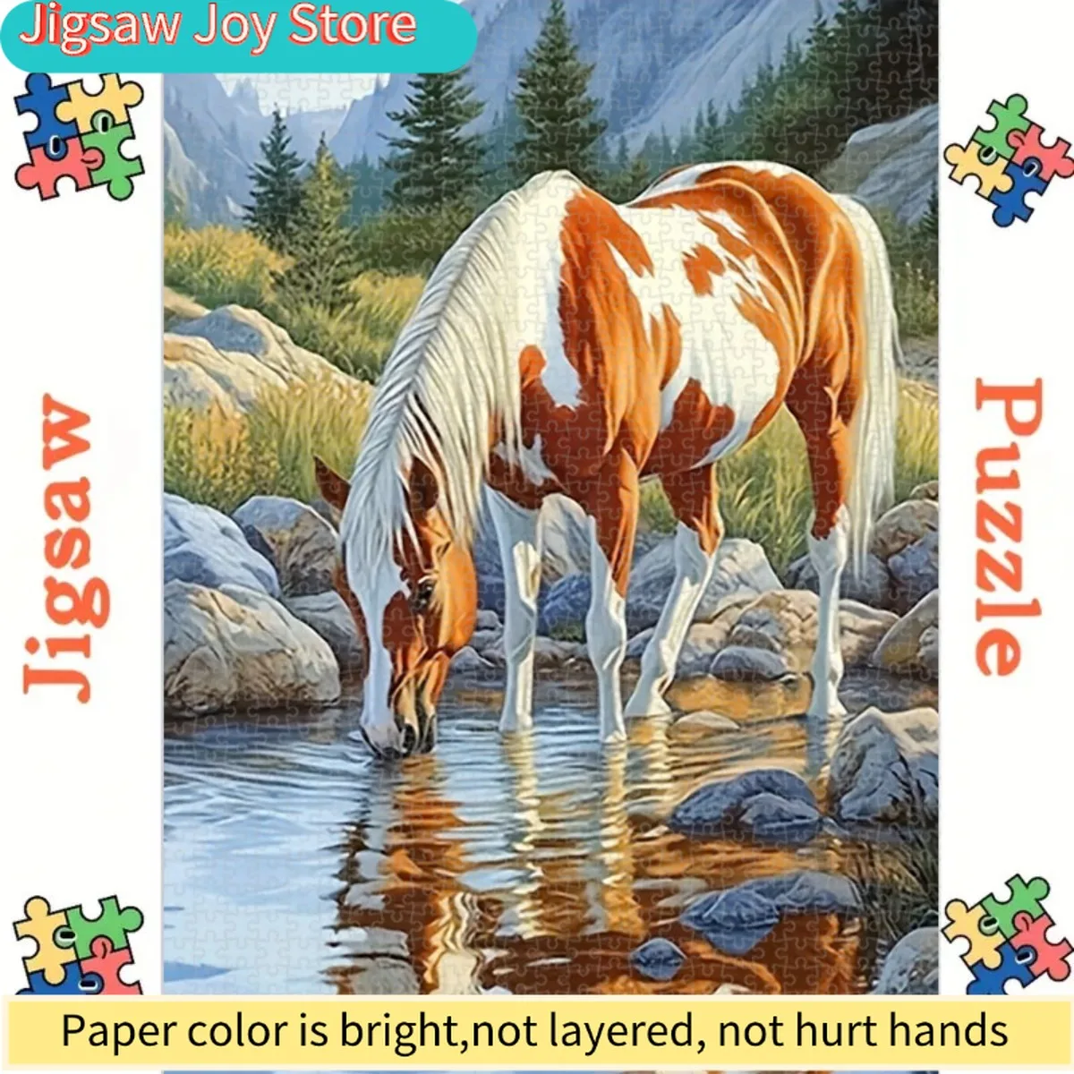 

1000pcs Horse Jigsaw Puzzle for Adults & Families - Thickened Durable Cardboard with Resistant Pieces, Horse Artwork, Vibrant