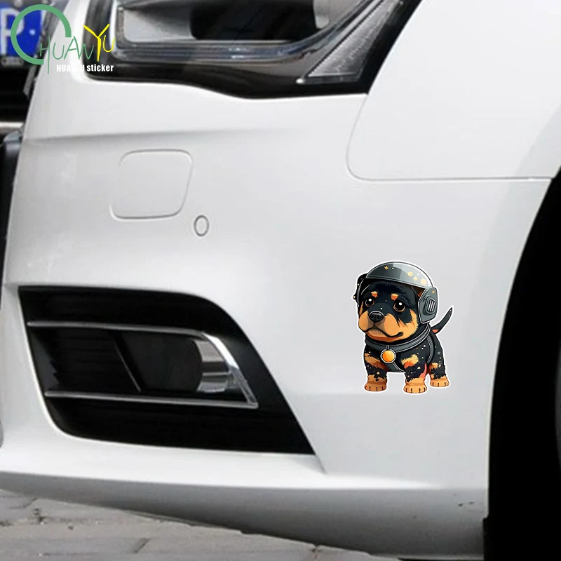 Rottweiler Wearing Helmet Creative Vinyl Waterproof Sticker Decal For Car, Laptop, Wall Window, Bumper