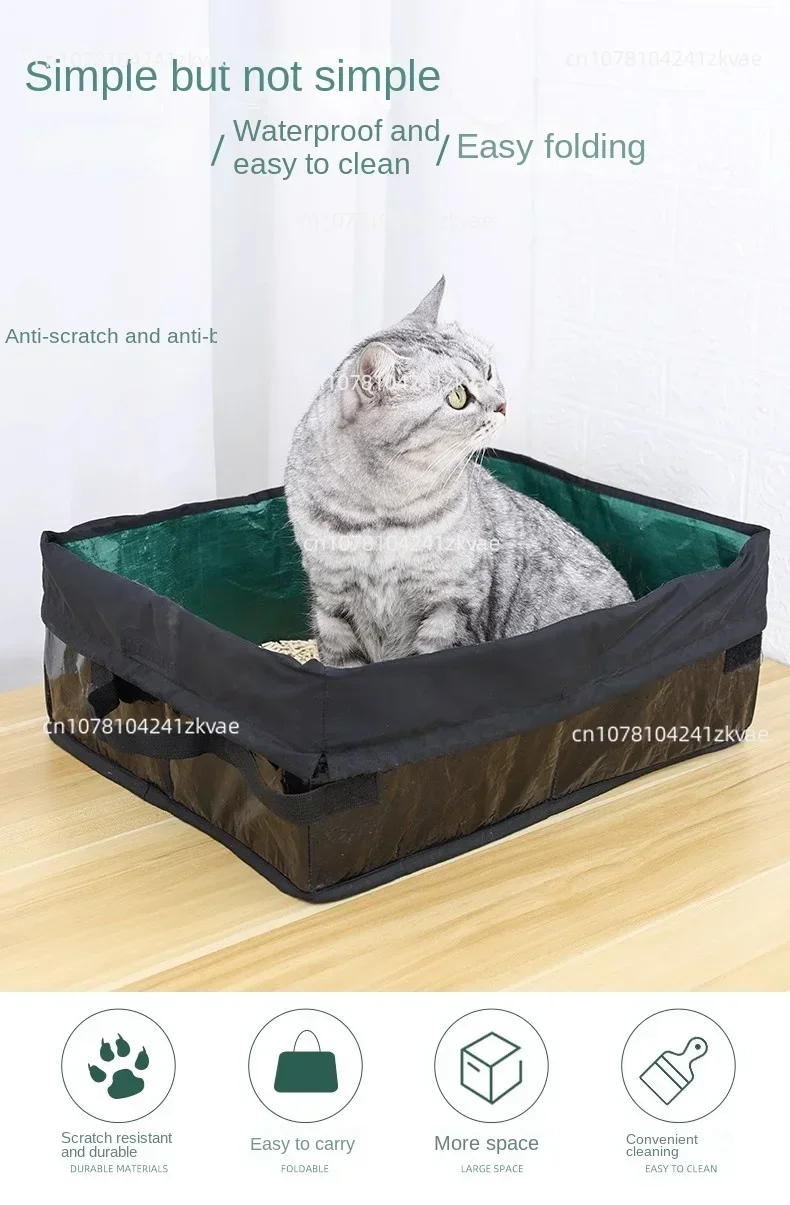 Cat litter box, foldable, waterproof, large semi-enclosed cat toilet