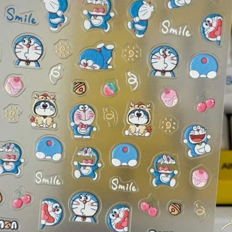 Dingdang Cat Doraemon Kawaii Nail Sticker 3D Relief Water Cup Sticker Diy Nail Enhancement Parts Children's Toys Birthday Gift