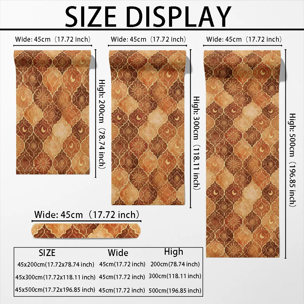 1 Roll Geometric Figure Print Self-adhesive Circular Wallpaper for Living Room, Bedroom, Cabinet, Fashionable Stickers