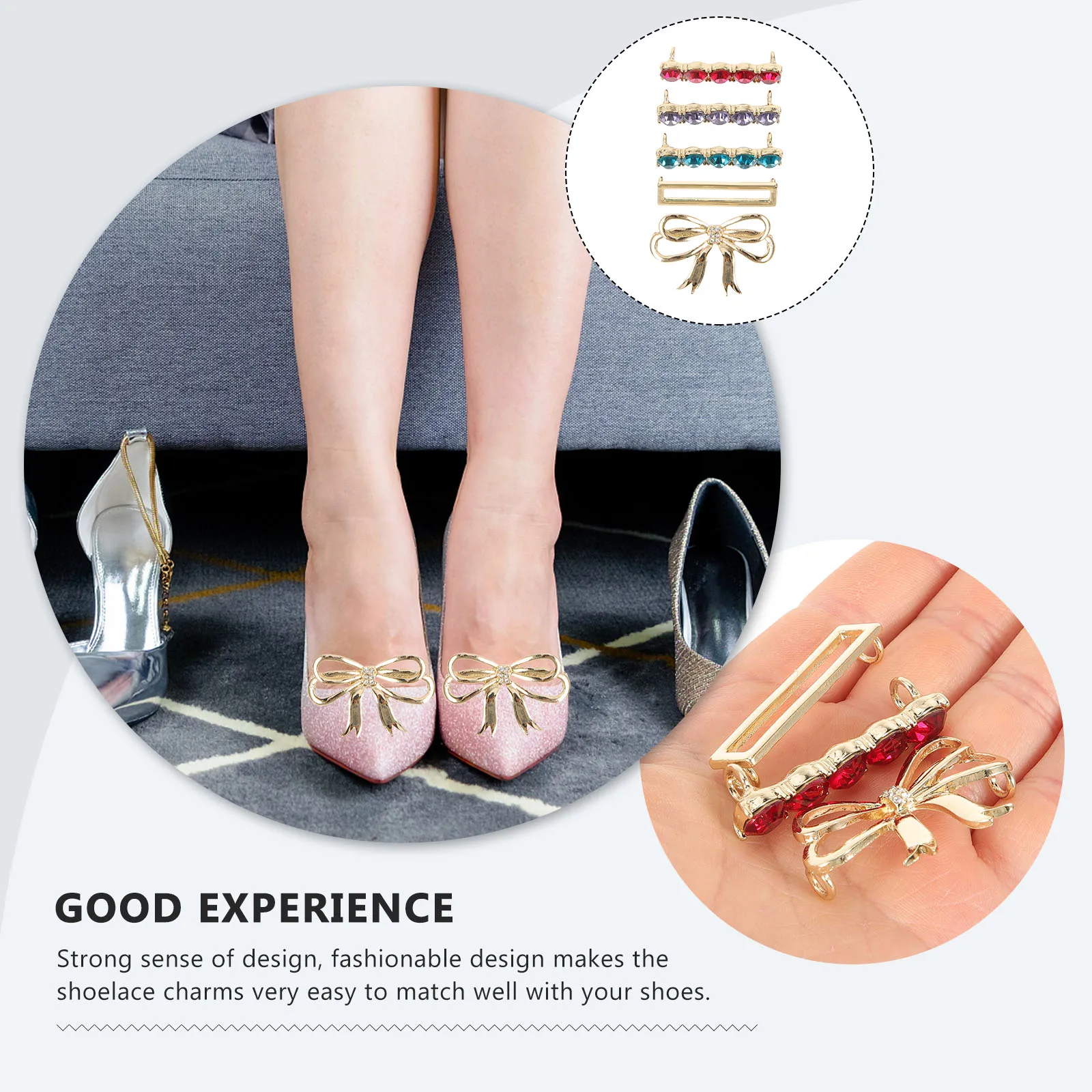 

5 Pairs Rhinestone Shoelace Charms Decorative Glass Buckle Accessories for Women Sneakers Shoe Lace Decorations Lightweight