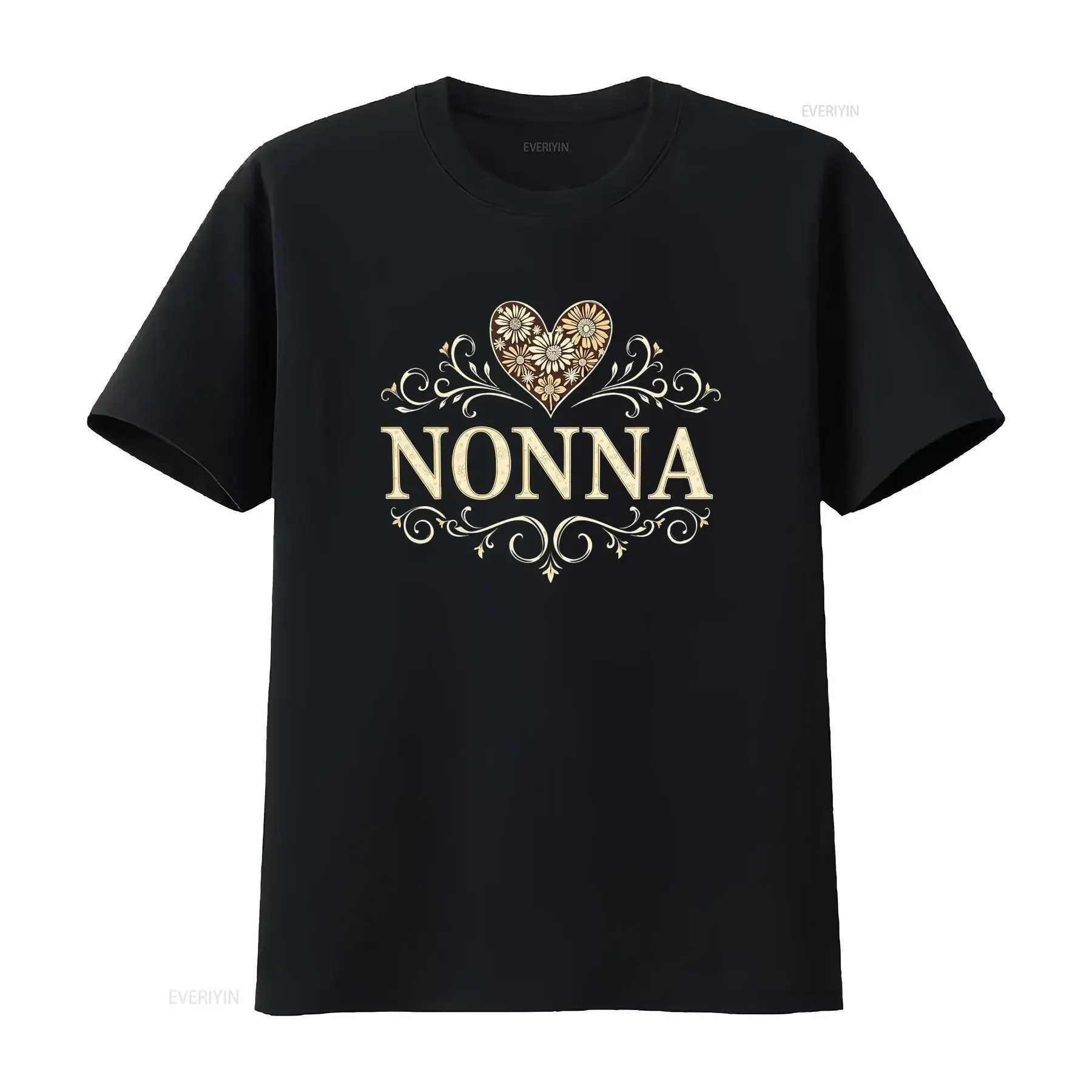 T shirt da donna con stampa cuore dorato a tema nonna Girocollo casual elegante design floreale perfetta per primavera vintage