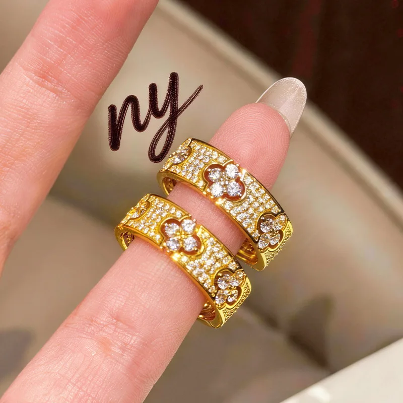

Full Diamond Shine Hollow Diamond-studded Starry Open Ring For Women 24K Gold AU999 | Dense diamonds, dazzling brilliance