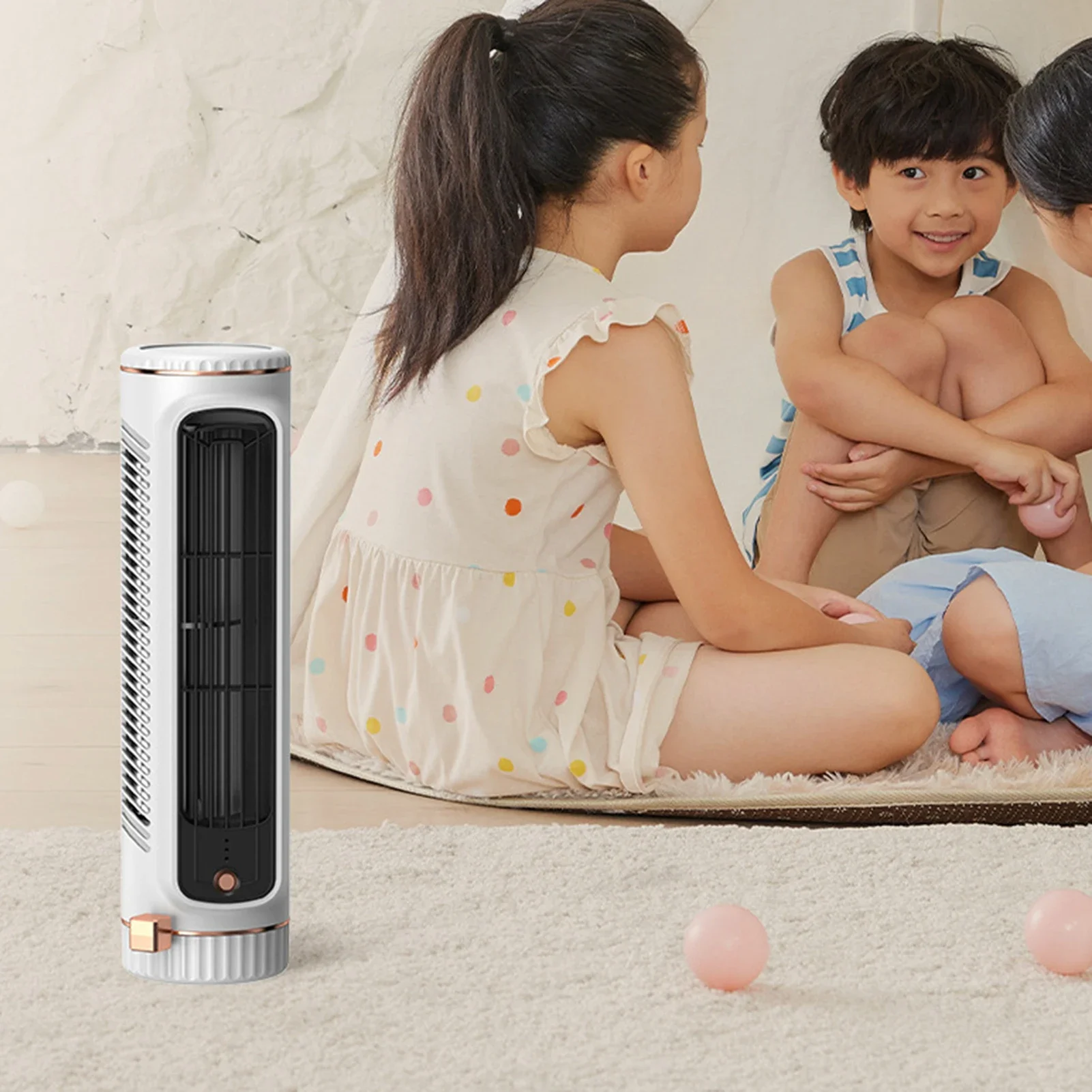 مروحة برجية محمولة مع 3 إعدادات للسرعة، مروحة مكتب هادئة قابلة لإعادة الشحن، تدفق هواء تبريد شخصي قابل للتركيب على الحائط لغرفة النوم