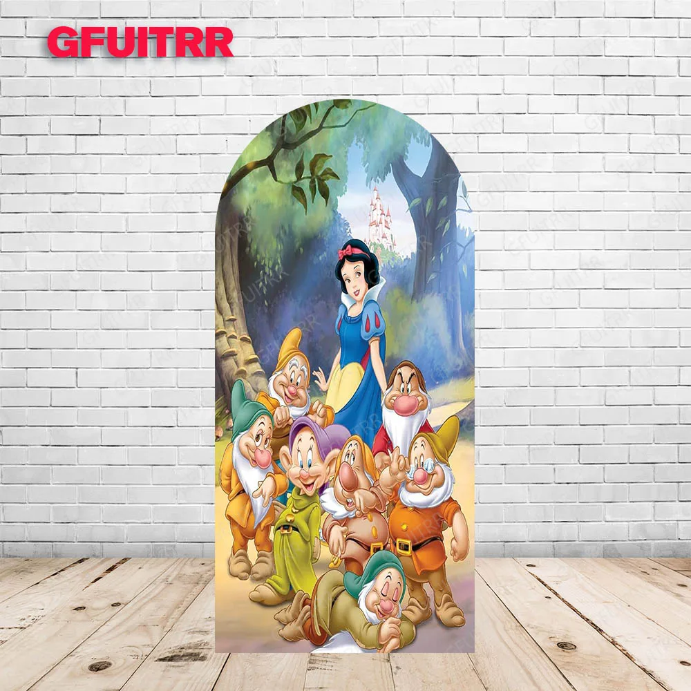 Snow White Backdrop Arch Cover Girl Birthday Decoration Photography Background Girl Boy Party Polyester Photo Booth Prop