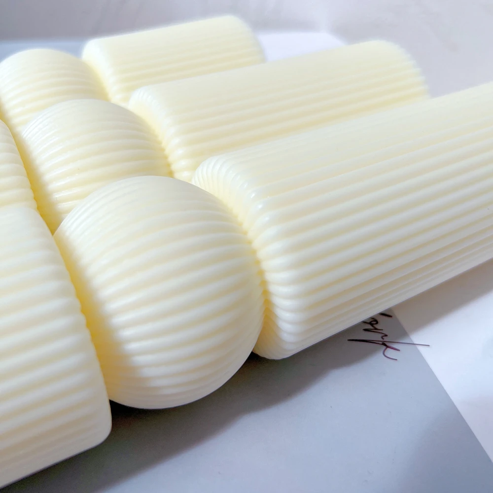 6 Designs Column Ribbed Pillar Candle Mold CylinderTemplate Silicone Molds Geometric Home Decor Striped Soy Wax Mold