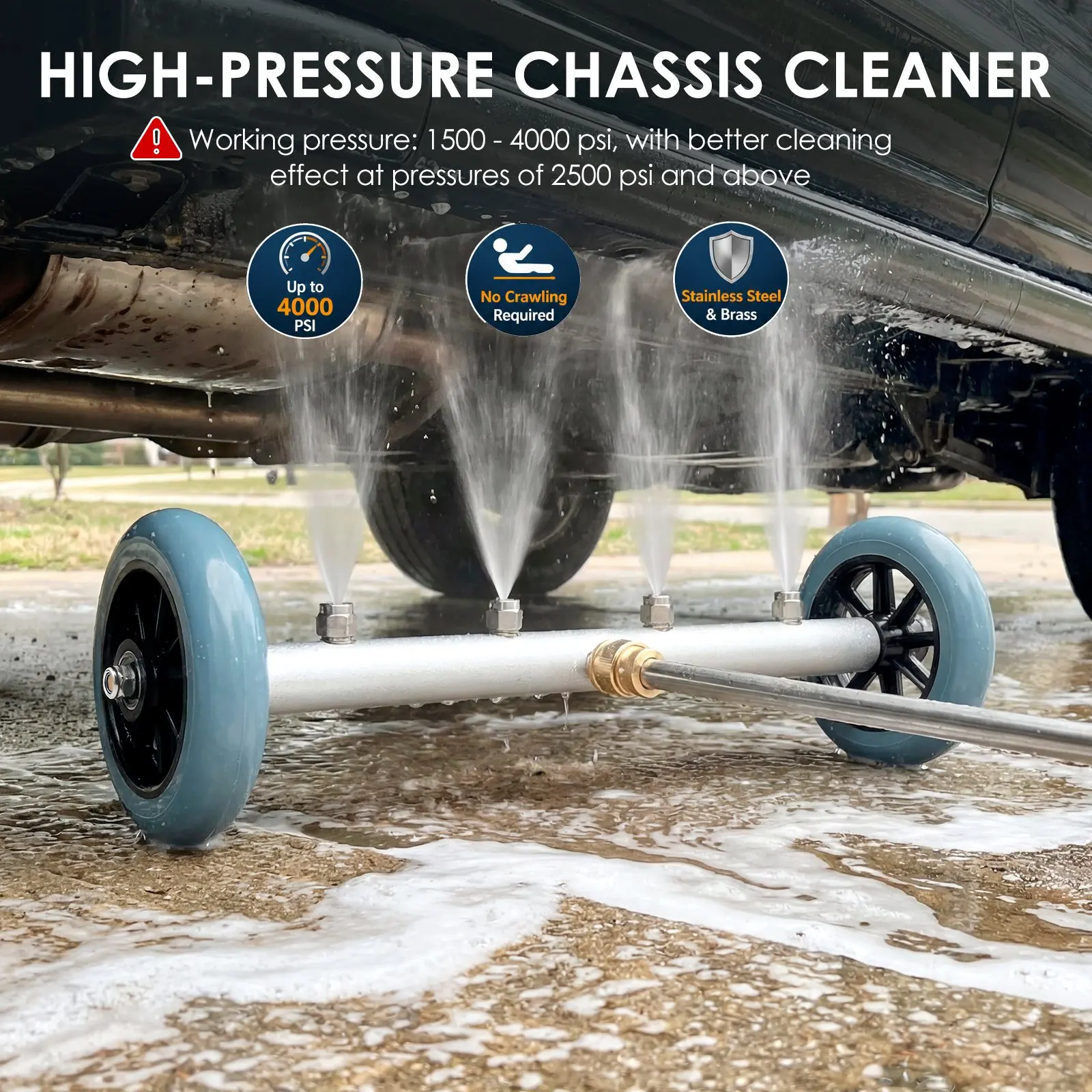 Undercarriage Pressure Washer Cleaner 4000 PSI Water Broom Curved Wand Extension Pole for Car Truck SUV Underbody Washer