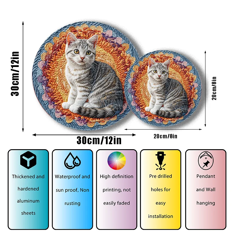 Классические алюминиевые украшения для домашних животных Tabby-индивидуальные круглые декоративные картины, идеальные подарки на Рождество и Хэллоуин