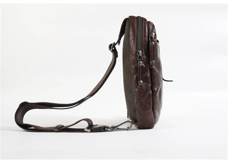 High quality soft first layer cowhide men's chest bag fashion vintage genuine leather daily light sports tablet messenger bag