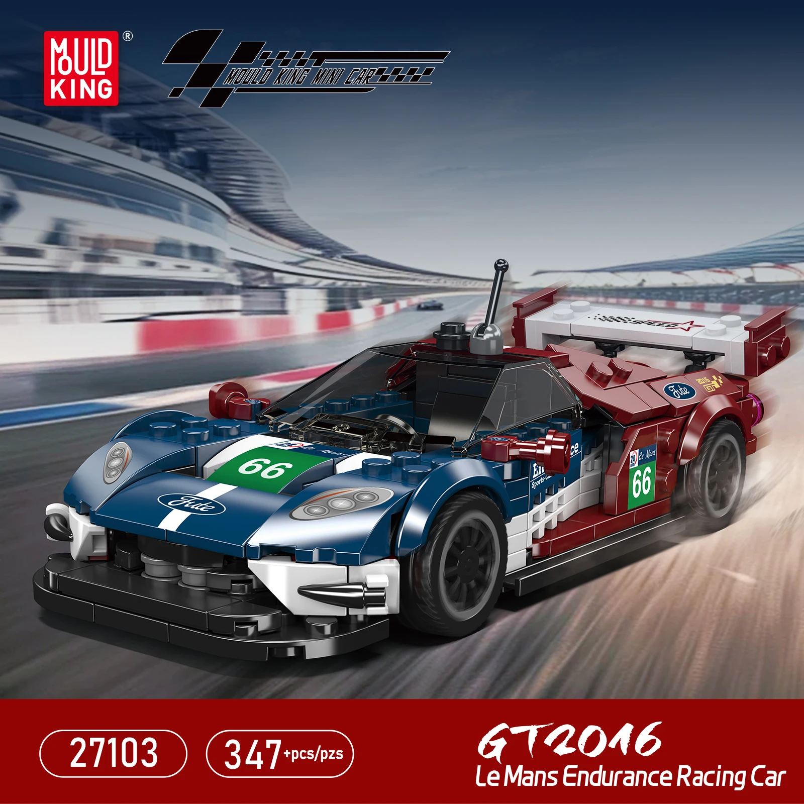 Mould King 27103 coche deportivo 347 Uds Kits de bloques de construcción MOC famoso modelo de coche vehículo de carreras montaje ladrillos adornos juguetes niños